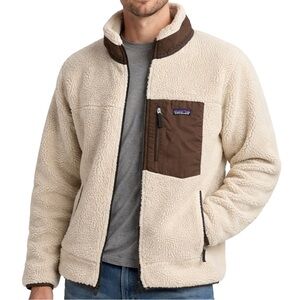 Patagonia Retro-X Fleece Jacket – Men’s Size L – Sherpa Full Zip Cream Brown